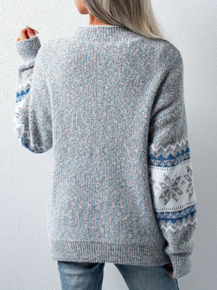 Gemütlicher Damen-Pullover mit Schneeflocken-Muster