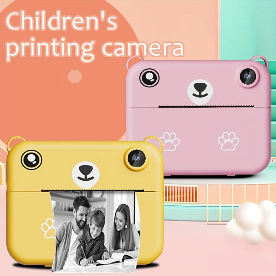 Instant Print Digital Camera Pink Bear Design