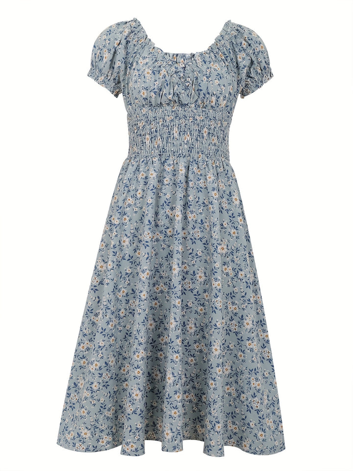 Modisches Damen Midi-Kleid mit Blumenmuster