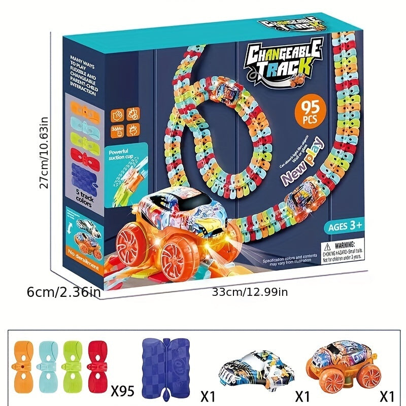 Colorful Light-Up Hangable Race Track with Electric Rail Cars