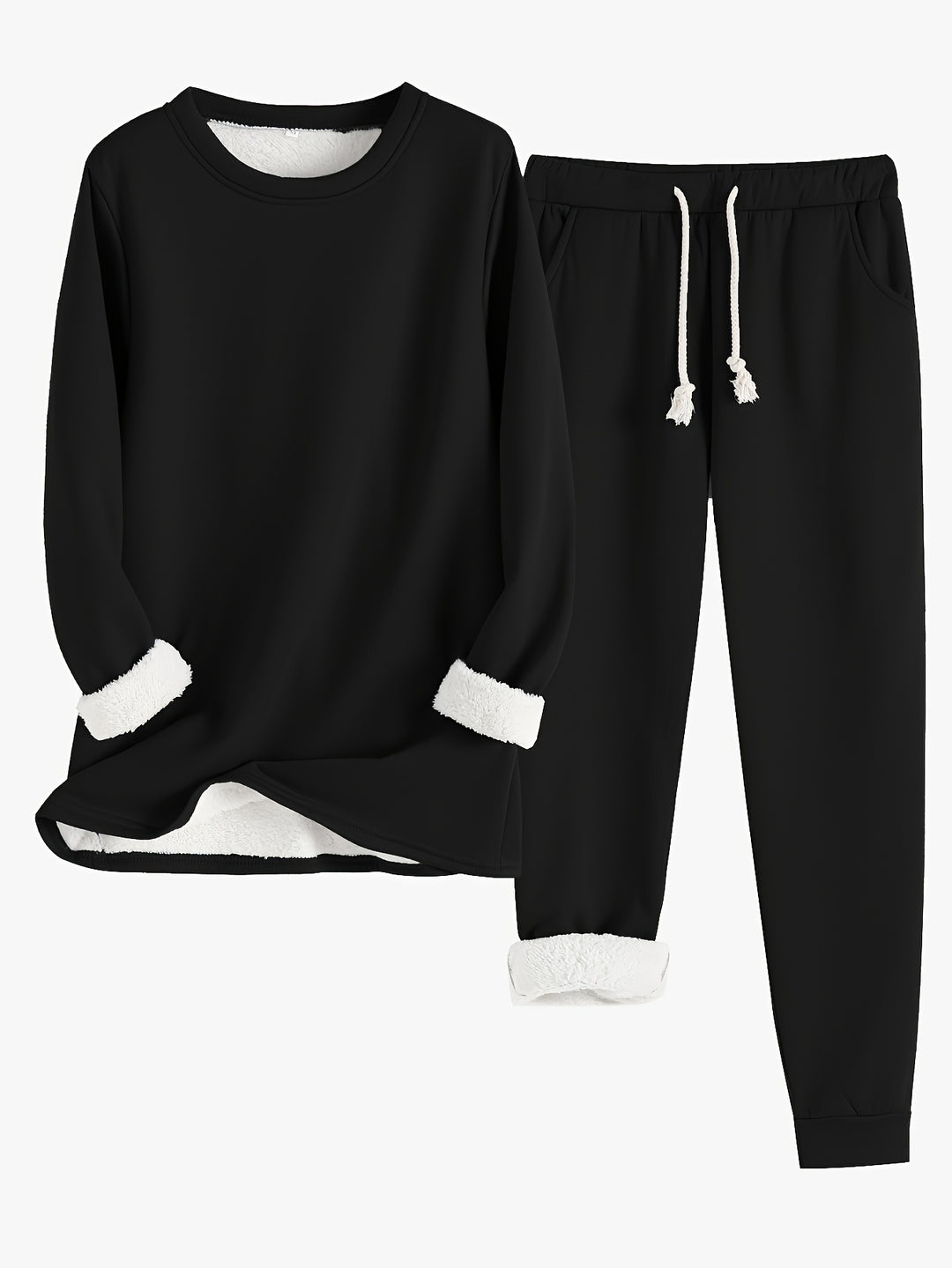 Kuschelig warmes Damen Fleece-Set zweiteilig lang