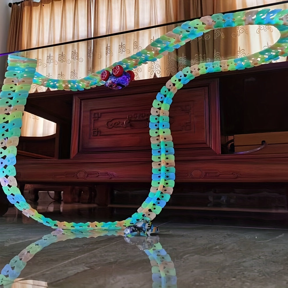 Colorful Light-Up Hangable Race Track with Electric Rail Cars