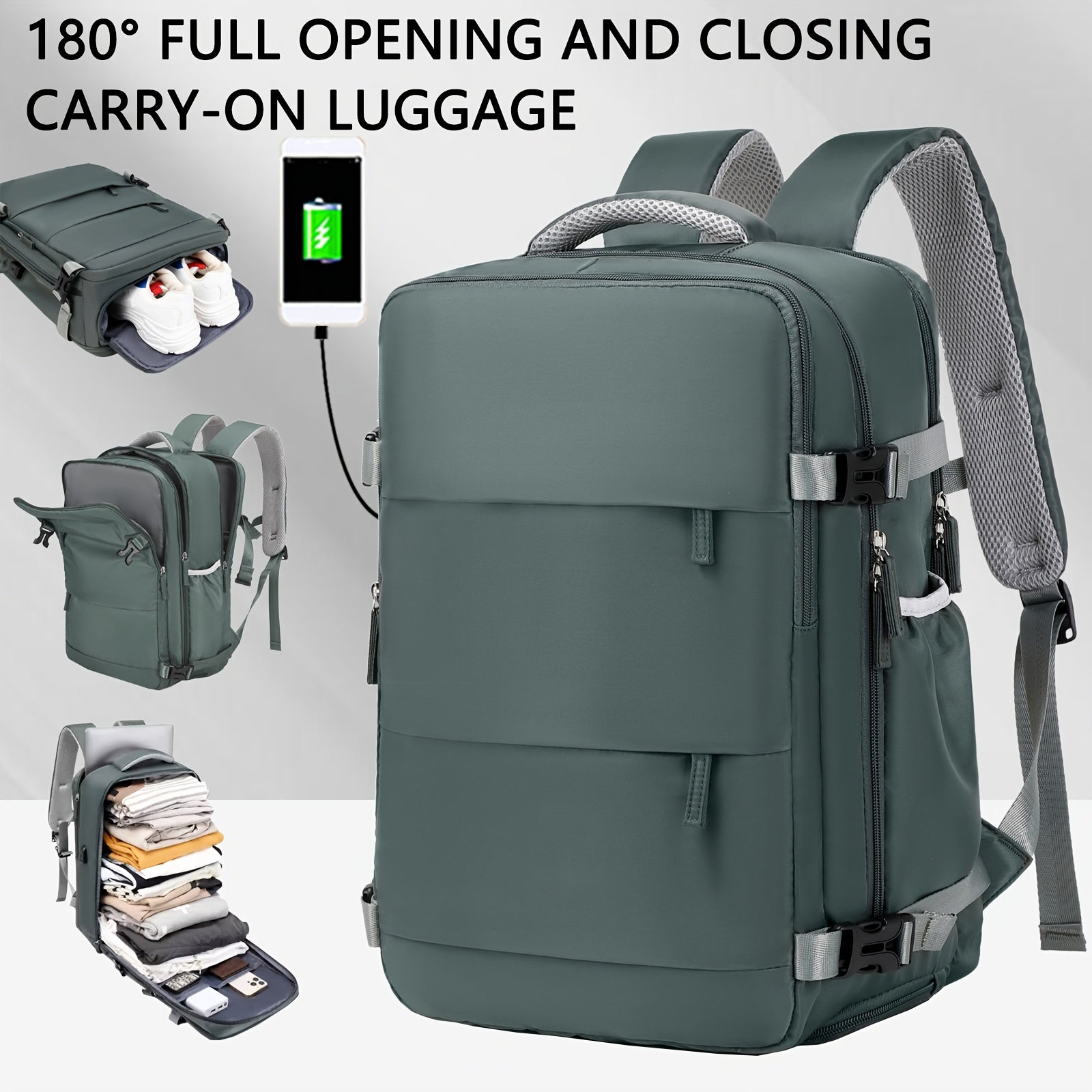 Travel Backpack with Shoe Compartment, Laptop Compartment, and Adjustable Straps