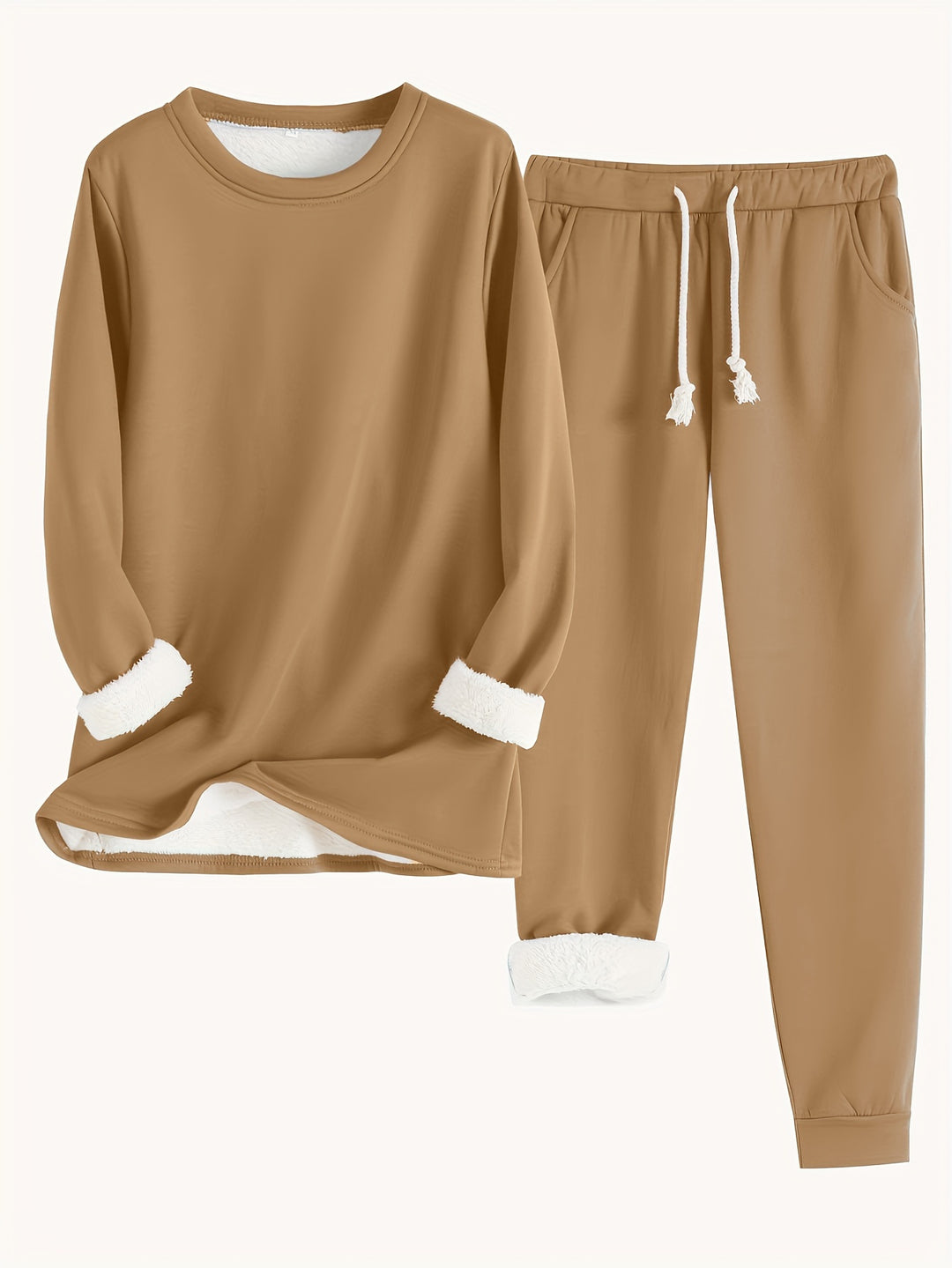Kuschelig warmes Damen Fleece-Set zweiteilig lang