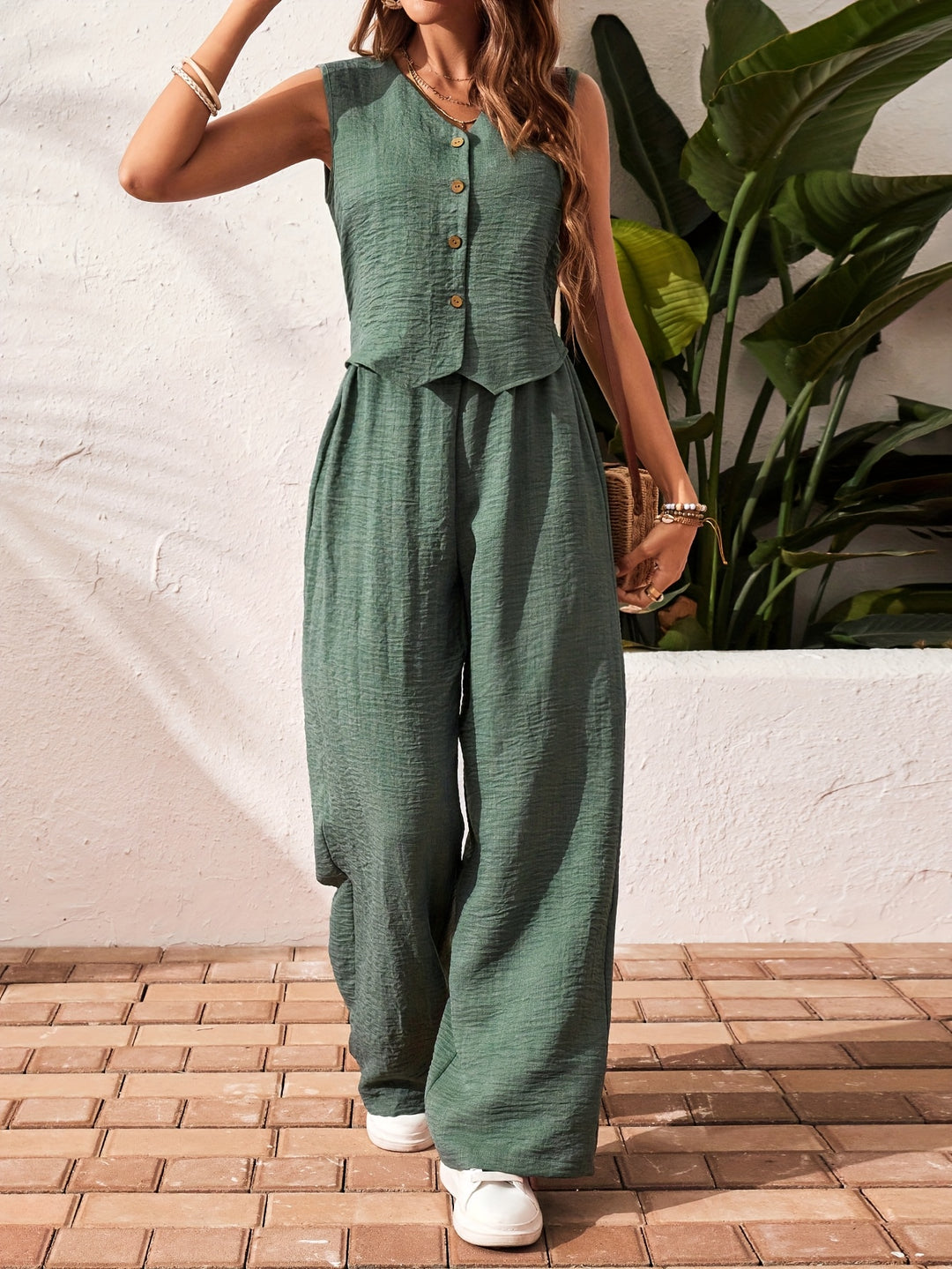 Schickes Damen V-Ausschnitt Set