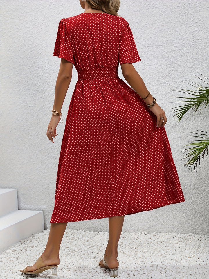 Elegantes Damen Punktekleid A-Linie