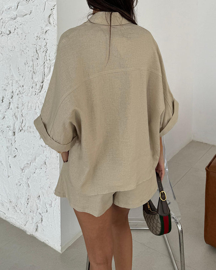 Lässiges Damen Blusen-Shorts-Set