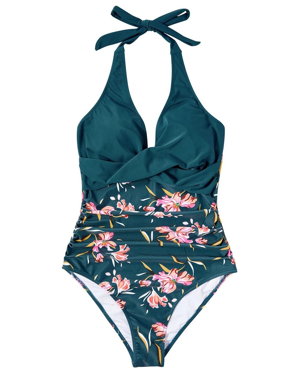 Eleganter Damen Badeanzug mit tiefem V-Ausschnitt