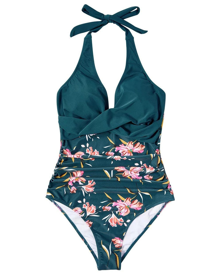 Eleganter Damen Badeanzug mit tiefem V-Ausschnitt