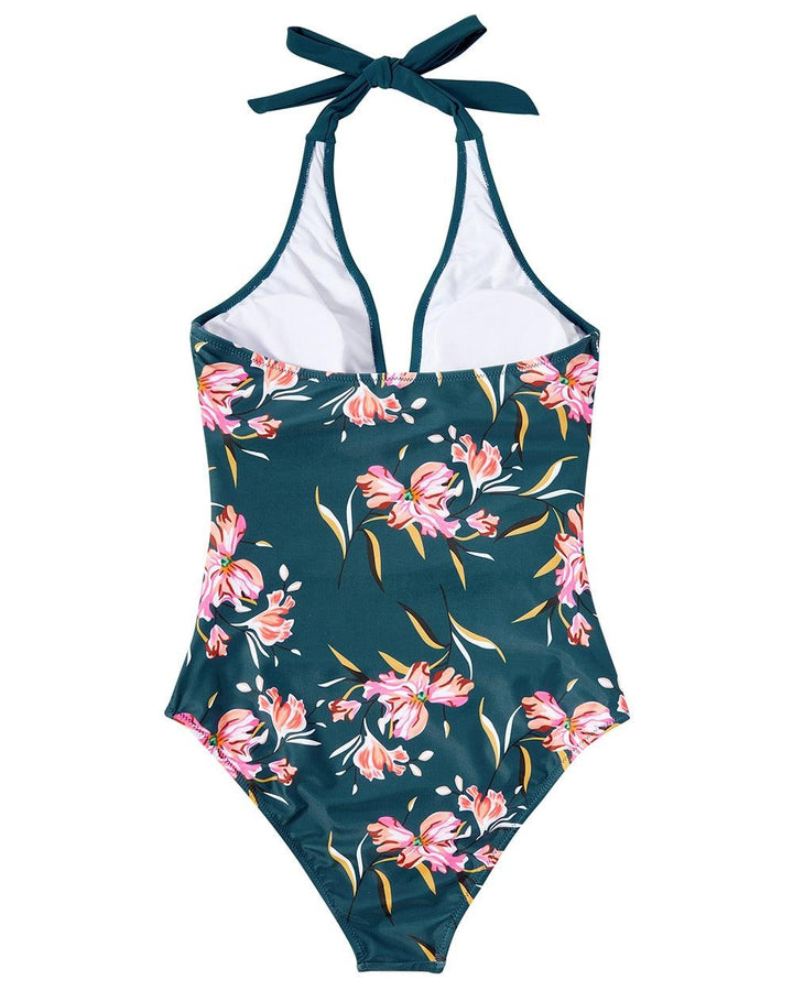 Eleganter Damen Badeanzug mit tiefem V-Ausschnitt
