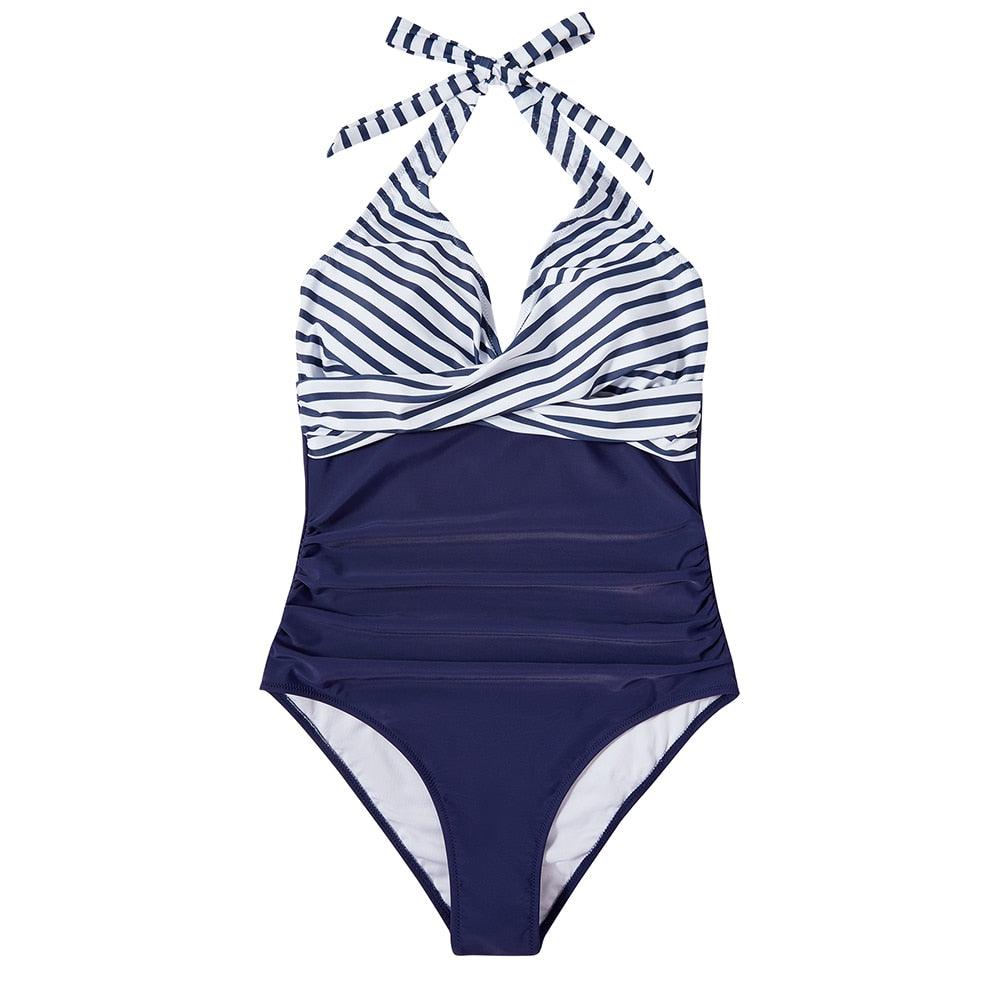 Eleganter Damen Badeanzug mit tiefem V-Ausschnitt