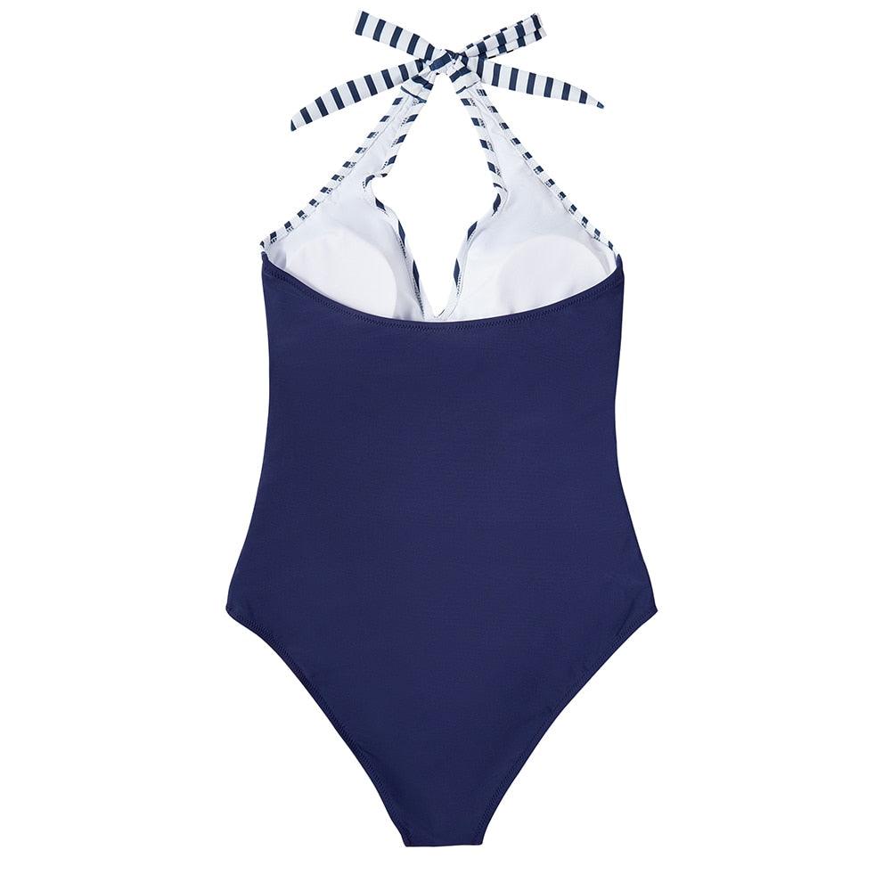 Eleganter Damen Badeanzug mit tiefem V-Ausschnitt
